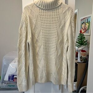 Cream Chunky Knit Turtle Neck Sweater